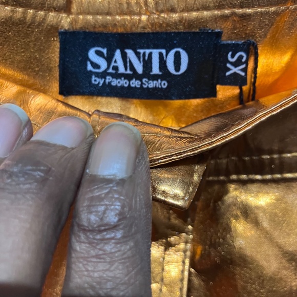 Copper button front faux Leather pencil skirt - Picture 9 of 9